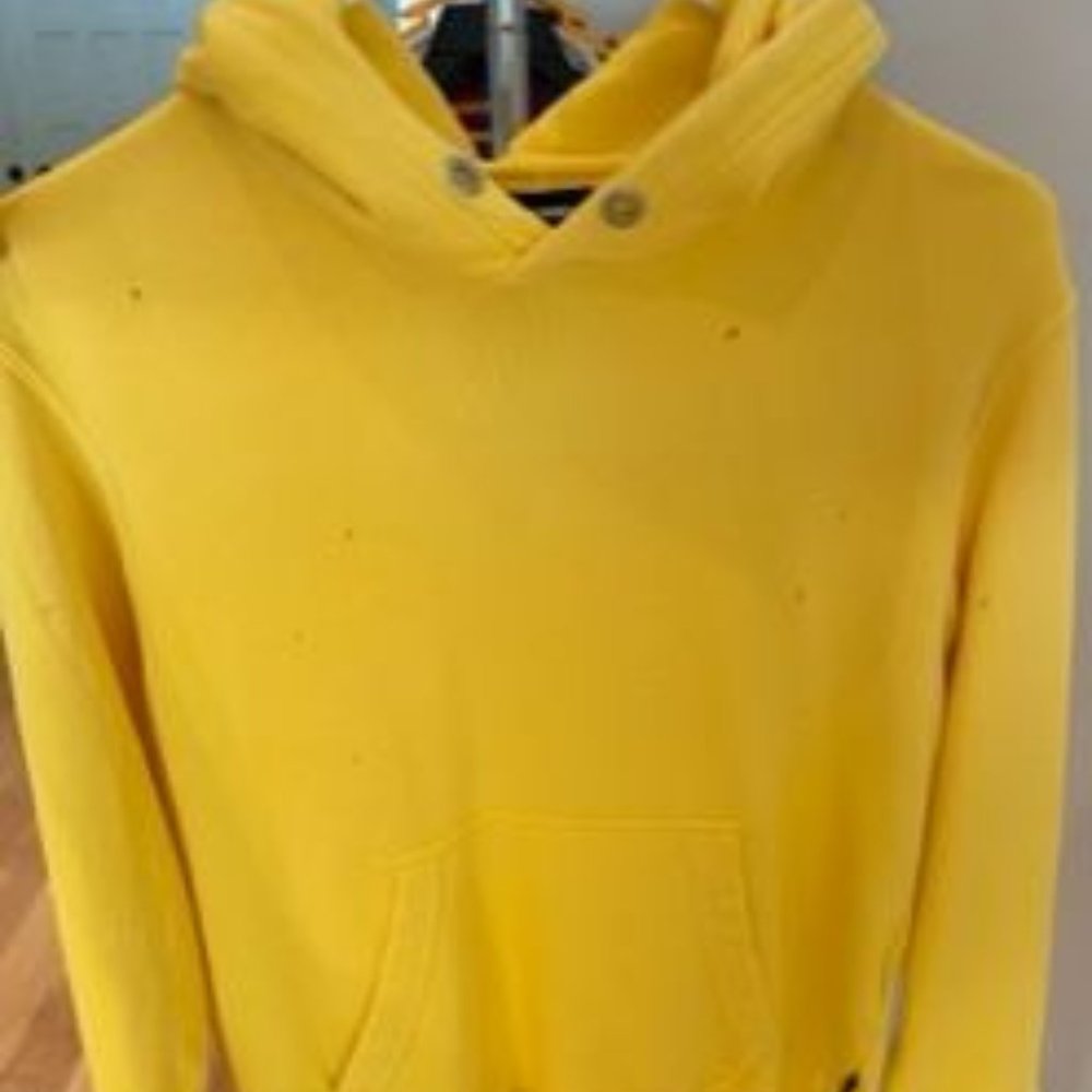 EUC Boys Girls DIESEL Distressed Sweatshirt Hoodie size 10Y Yellow Overhead